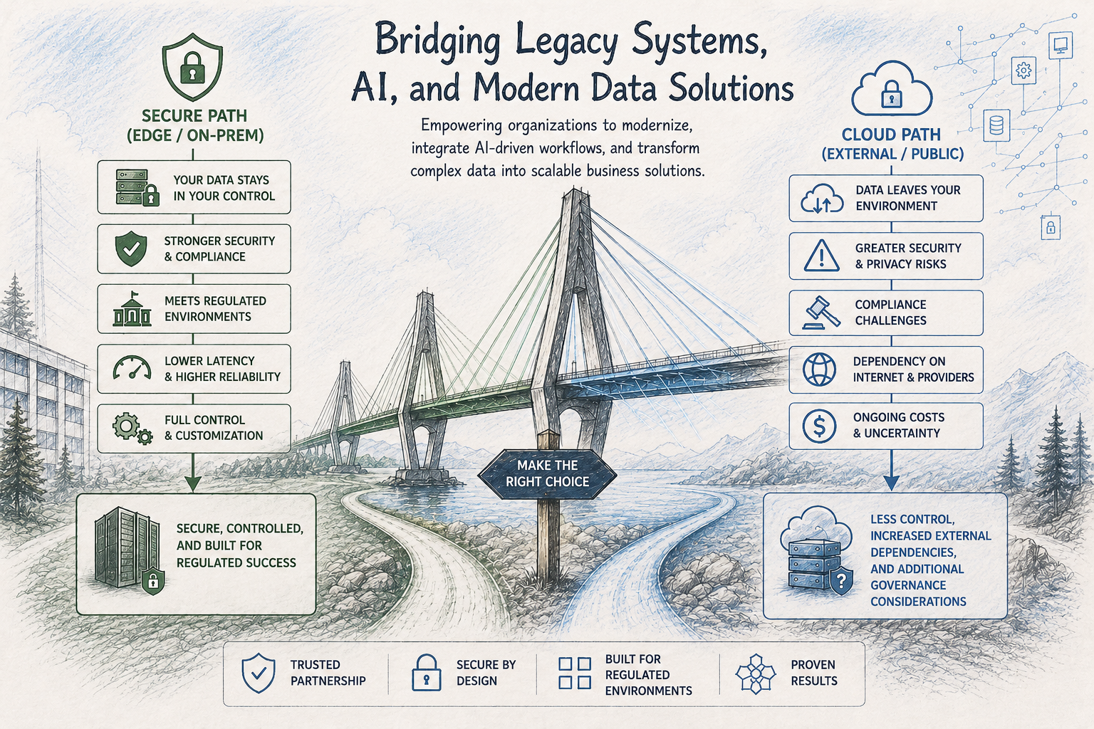 Bridge representing secure modernization